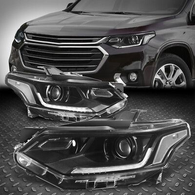 [LED DRL] Для 18-21 Chevy Traverse OE Style Пара черных фар HID-проектора