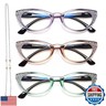 EYEURL Cat Eye Reading Glasses for Women Blue Light Blocking 3 Pack Computer Readers with Spring Hinge Lightweight Eyeglasses Anti Glare Filter, 0.5
