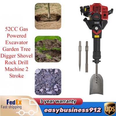 52CC Gas Powered Excavator Garden Tree Digger Shovel Rock Drill Machine 2 Stroke