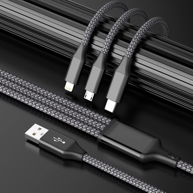 Multi Charging Cable(2Pack 4FT), 3 in 1 USB Charging Cable for Multiple Devices,
