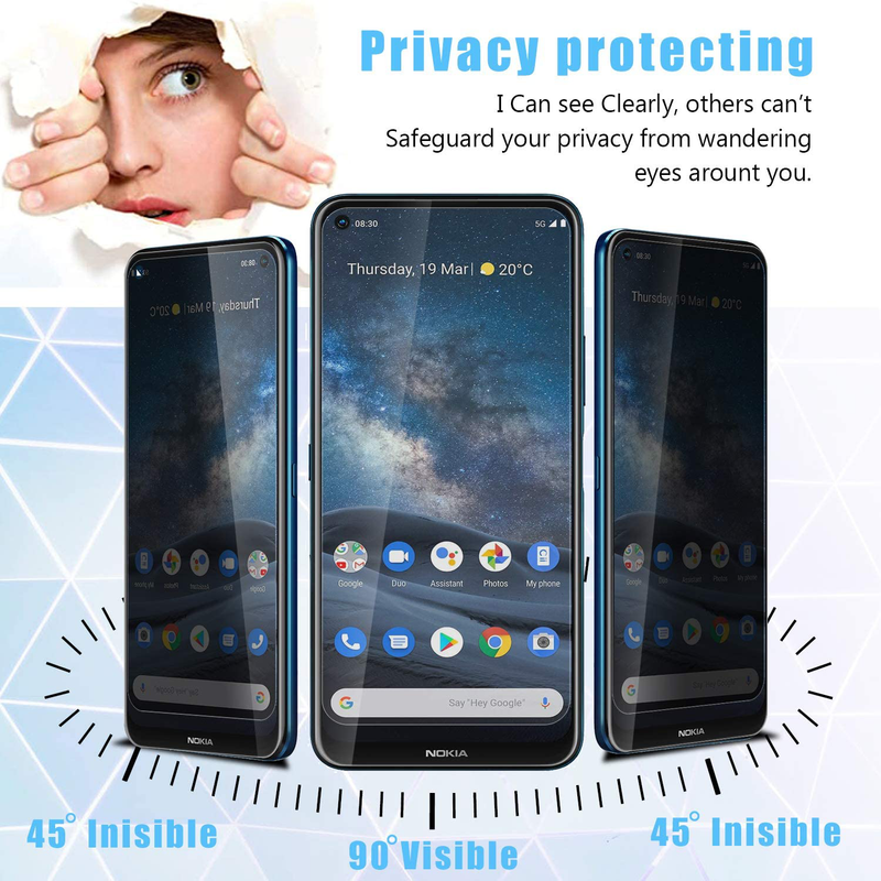 Nokia 8.3 5G Privacy Screen Protector Anti-Spy 9H Hardness Tempered Glass 2 Pack