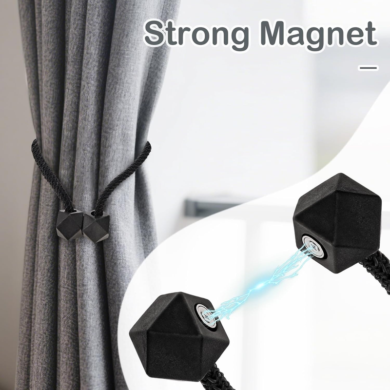 2 Pack Magnetic Black Curtain Tiebacks Drapes Ties Window Draperies Holdbacks Tw