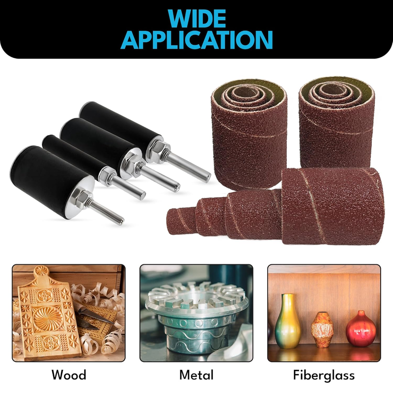 16pk Sanding Drum and Sleeves Set, Spindle Sander Attachment for Drill and Drill