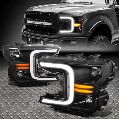 [ПОСЛЕДОВАТЕЛЬНЫЙ СИГНАЛ LED DRL] ДЛЯ 18-21 ГАЛОГЕННОЙ ФАРЫ FORD F150 С ЧЕРНЫМ КОРПУСОМ