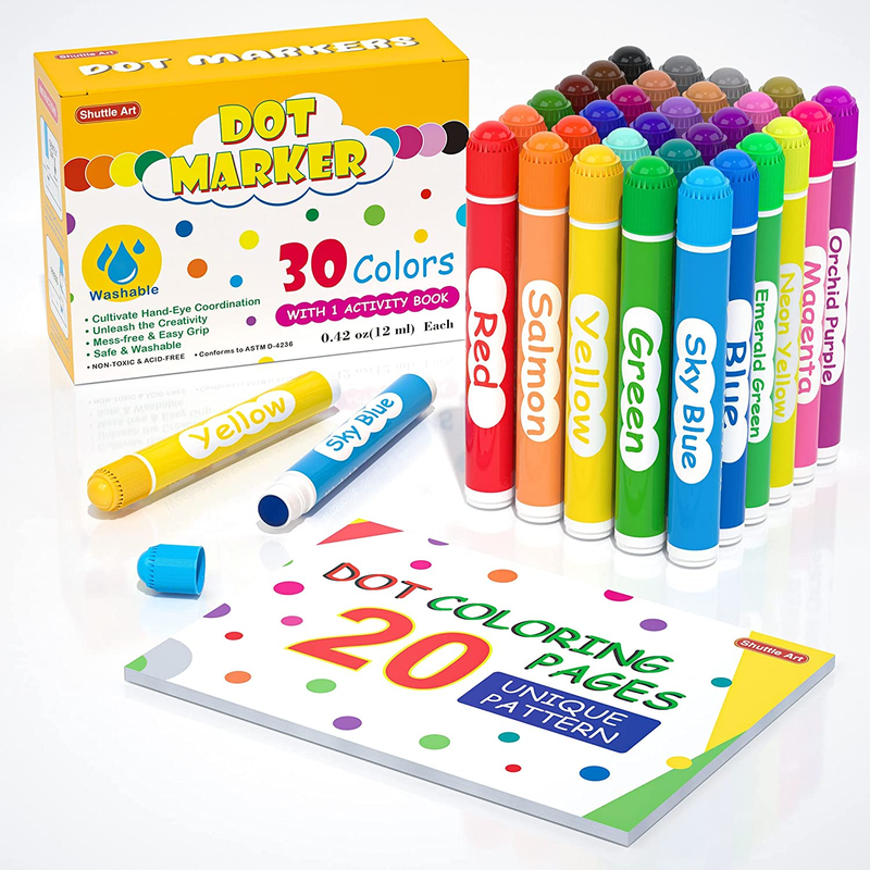 , 30 Colors Washable Dot Markers For Toddlers With Free Activity Book