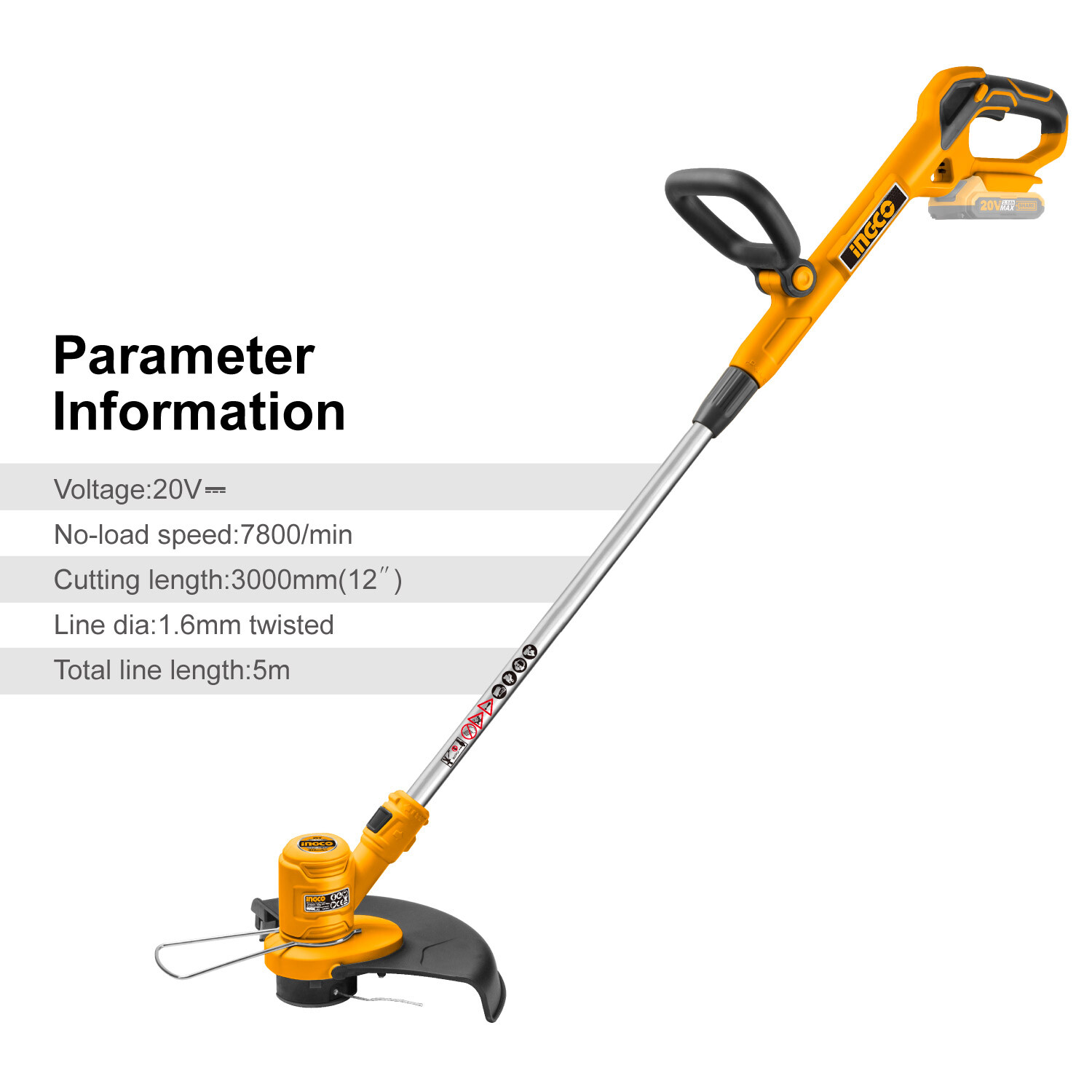 INGCO Grass Trimmer Cordless 20V Lithium Lawn Edge Brush String Cutter Garden eBay