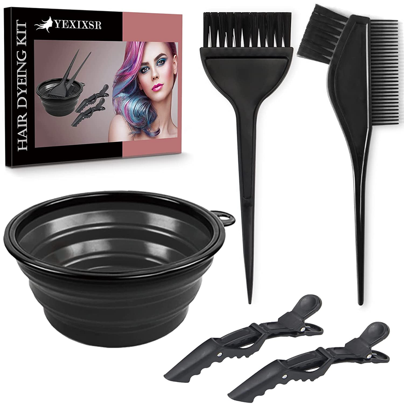 Professional Salon Hair Coloring Dyeing Kit - 5pcs Set, Dye Brush, Mixing Bowl,