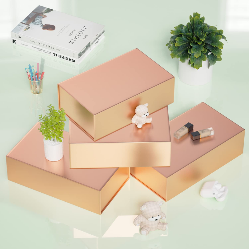 Rose Gold Gift Box, 12X6X4'' Gift Boxes for Presents with Lids Magnetic Closure