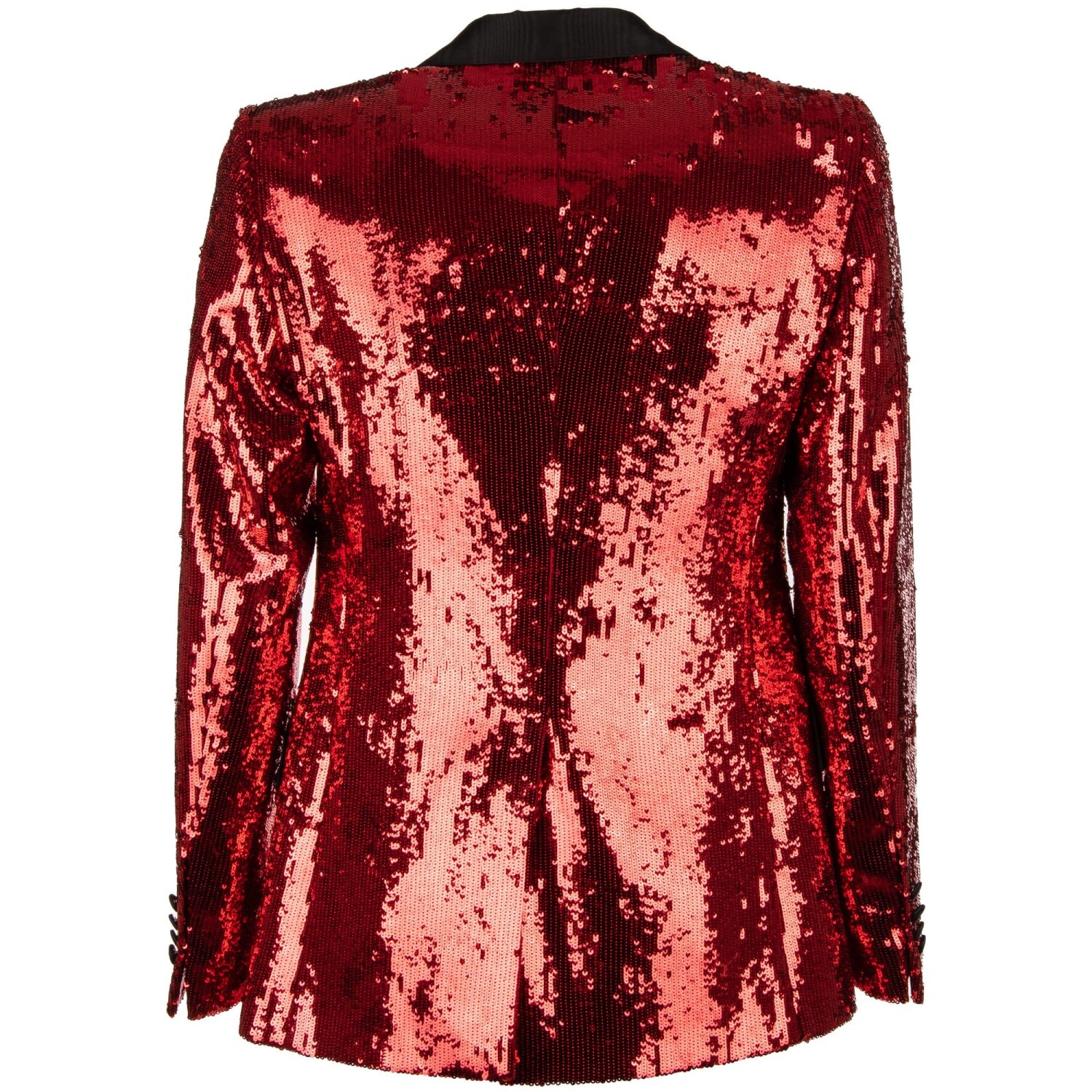 Pre-owned Dolce & Gabbana Sequined Moire Tuxedo Blazer Jacket Red Black 11180
