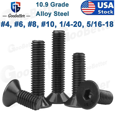 #4-#10 1/4 5/16 Flat Head Socket Cap Screws Alloy Steel Countersunk Allen Hex