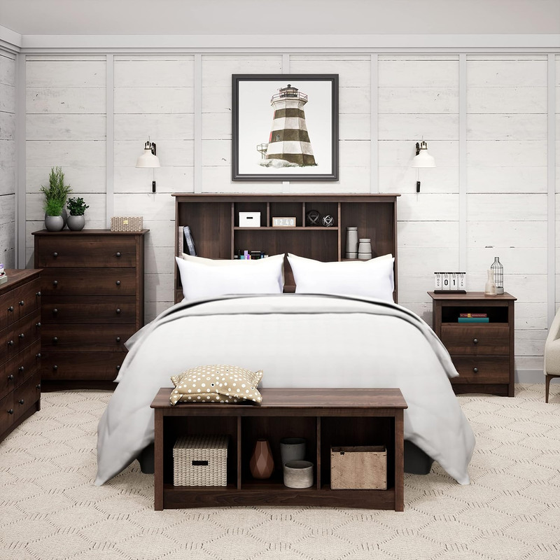 Sonoma Traditional Full/Queen Headboard with Slant-Back Bookcase, Functional Tal