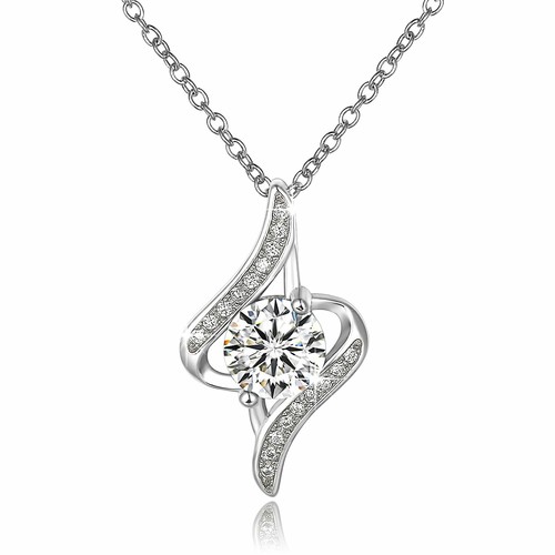 ★Hei★ sv925 silver crystal ribbon necklace HE24SMNSW750XXF Rhinestone Silver Bow Necklace – Baubles By B