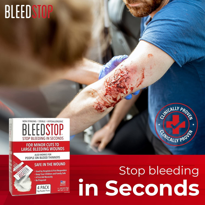 Bleedstop™ First Aid Powder for Blood Clotting, Trauma Kit, Blood Thinner Patien