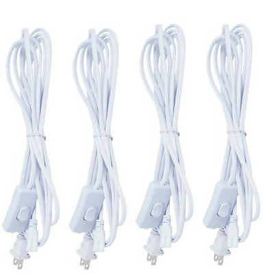 4 PCS 6FT Power Cord Cables for 3 Pin LED Tube Light Fixture With ON/OFF Switch