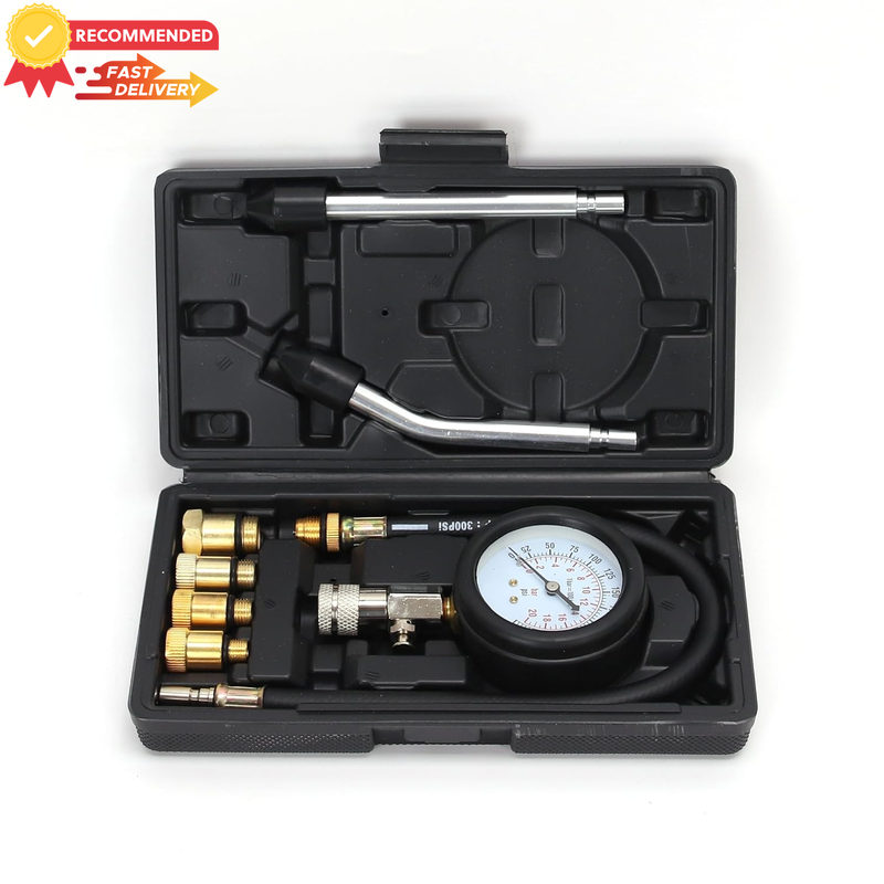 8PCS Compression Tester Kit 0-300 PSI Petrol Engine Gauge Auto Tool Car Truck