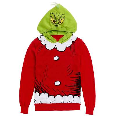 Dr. Seuss Grinch Costume Ugly Sweater Shirt Cosplay Hooded Hoodie Boy Girl XS-XL