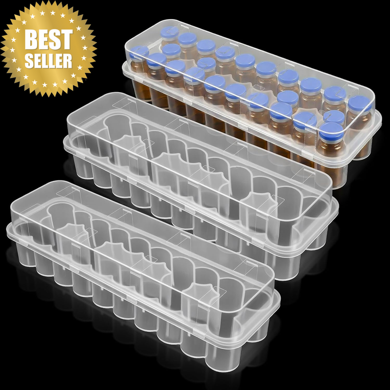 3 Pack Peptide Case for Fridge 24 Slot 3Ml Vials Organizer Stackable Vial Storag