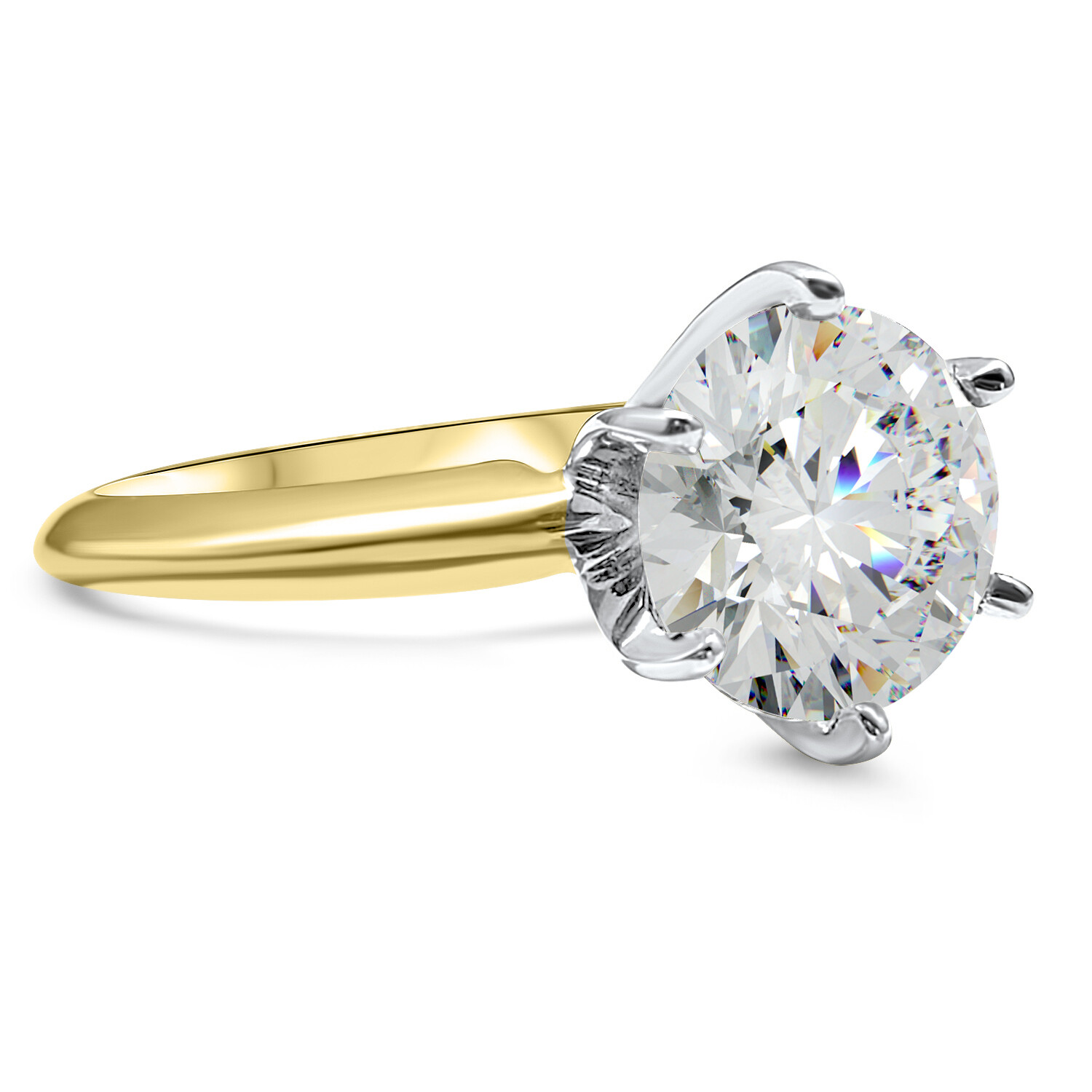 Pre-owned Swarovski Cz Cubic Zirconia Solitaire Ring 14k Yellow Gold 2 Carat 6 Prong Engagement In Clear