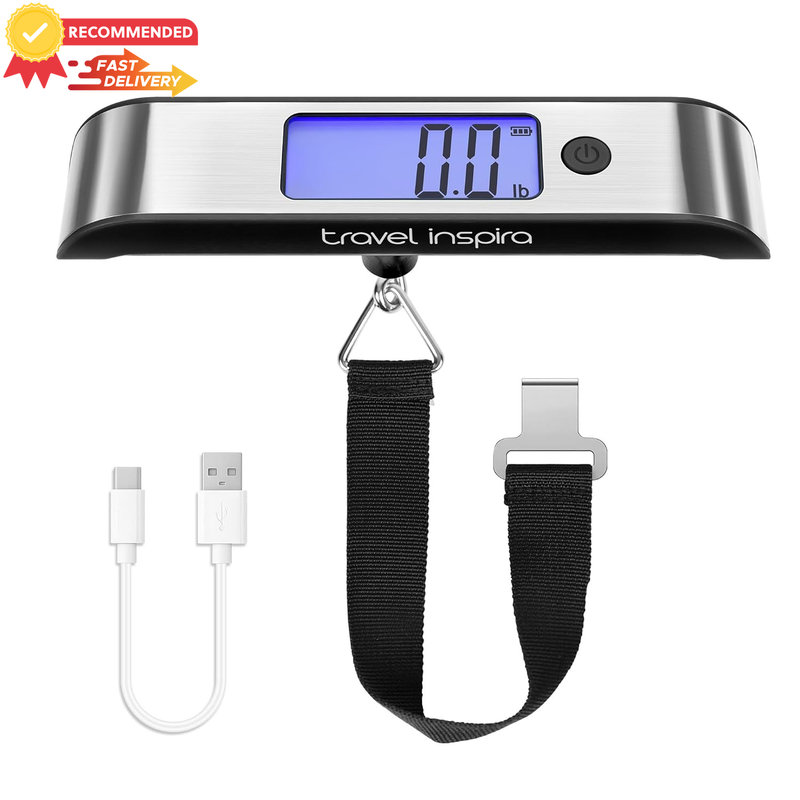 50Kg Luggage Scale, 0.1Kg Precision, USB-C Charging, Large LCD, Portable Travel