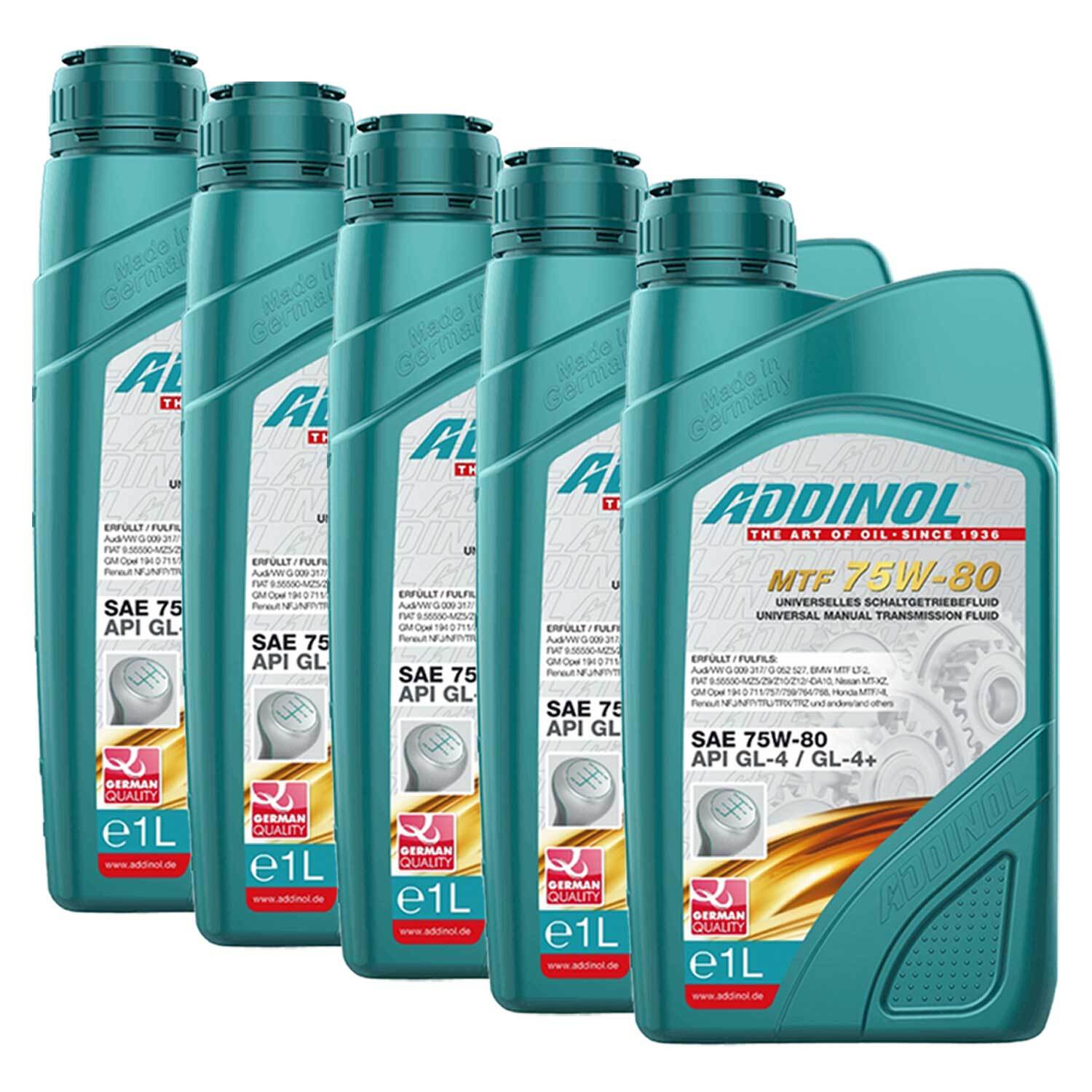 Getriebeöl ADDINOL 75W80 Multi Transmission Fluid 5 X 1