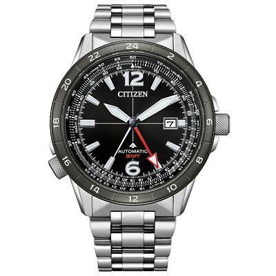 Pre-owned Citizen Promaster Sky Nb6046-59e Silver Gmt Automatic Mechanical Watch Men