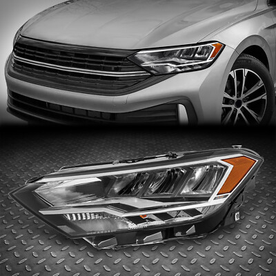 Для 19-23 VW Jetta OE Style Левая сторона водителя Черная/янтарная светодиодная фара головного фонаря