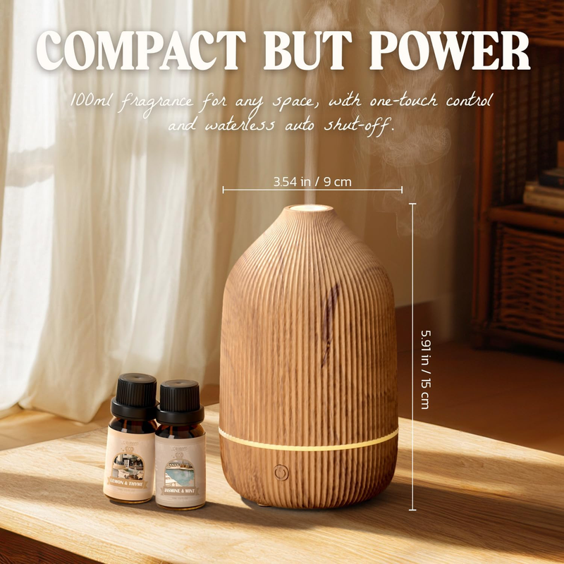 Essential Oil Diffuser, 100ml Aromatherapy Diffuser, Mini Ultrasonic Diffuser fo