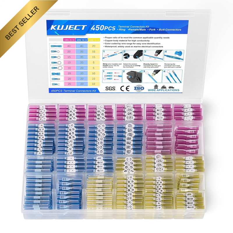 Heat Shrink Wire Connectors, Multipurpose Waterproof Electrical Wire Terminals K