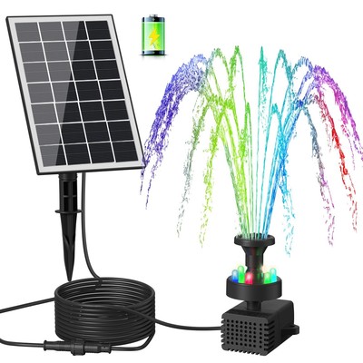 Solar Fountain with 2000mAh Battery - Work On Cloudy Days - Upgrade 3.5W Glas...