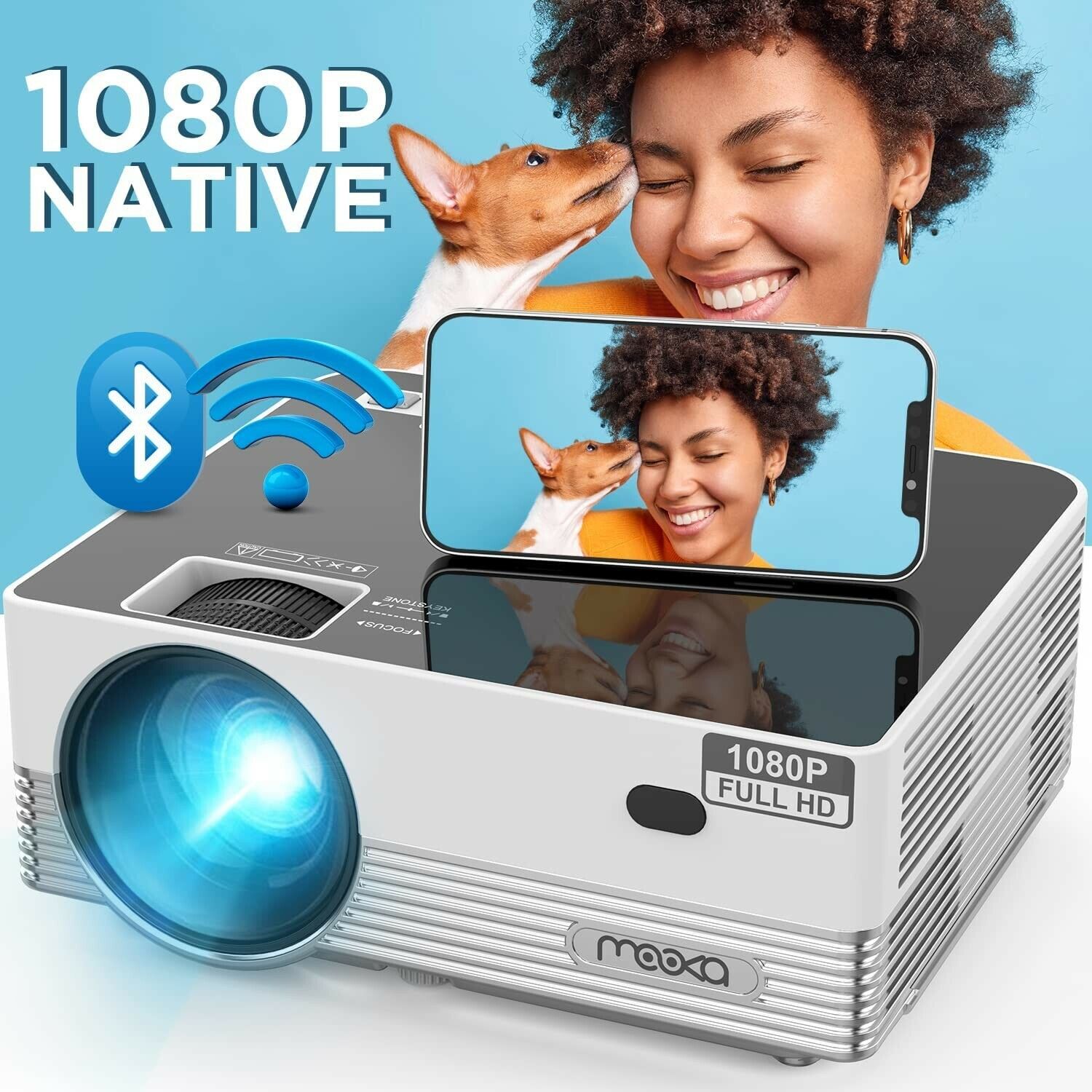 WiFi Bluetooth Mini Video Projector HD Native 1080P 8500L Su