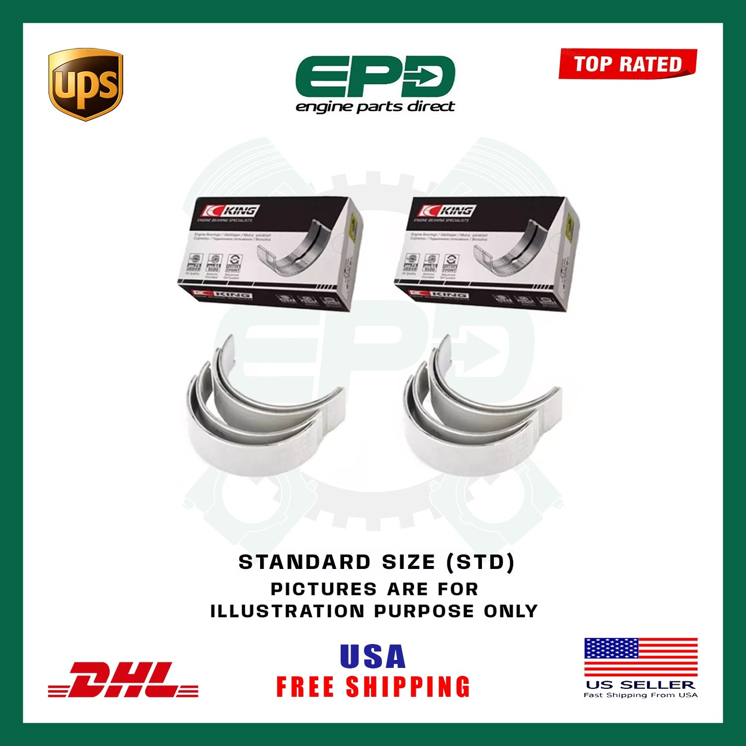 King CR222SV STD Rod Bearing Set of 2 For BMW N20B20 320i
