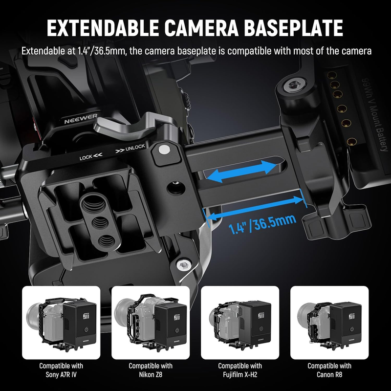 PS015 PRO V Mount Battery Plate with Arca Type Quick Release Plate & Cleaning Cl