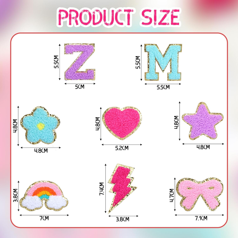 82pcs Chenille Letter Patches Self Adhesive Patch A-Z,Varsity Letter Patches wit