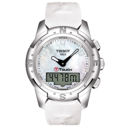 Женские кварцевые часы Tissot T0472204611600 T-Touch диаметром 44 мм