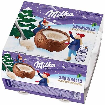 Milka SNOWBALLS chocolate EGGS with MILK cream filling -4 eggs -FREE SHIPPING