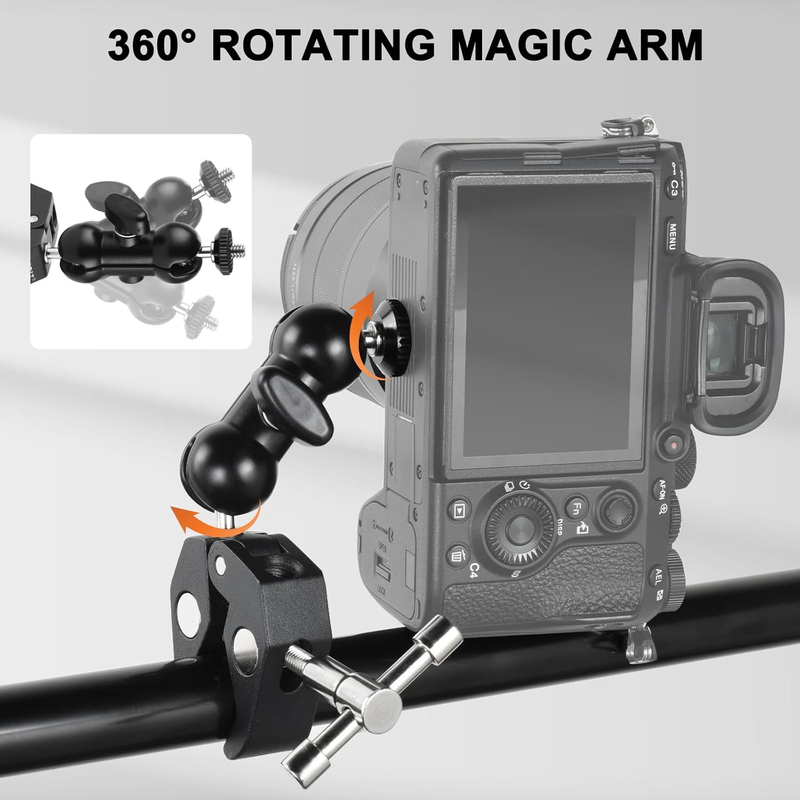 Super Clamp Camera Mount with 360° Ballhead Magic Arm, Super Clamp Mount with 1/