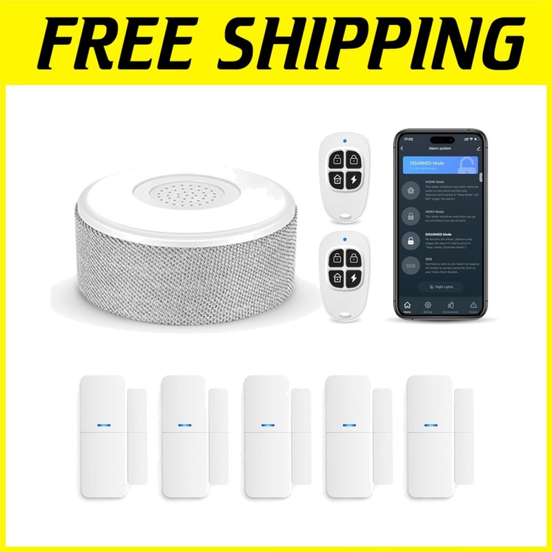 WiFi Door Alarm Kit with Alexa Integration, 8-Piece Set