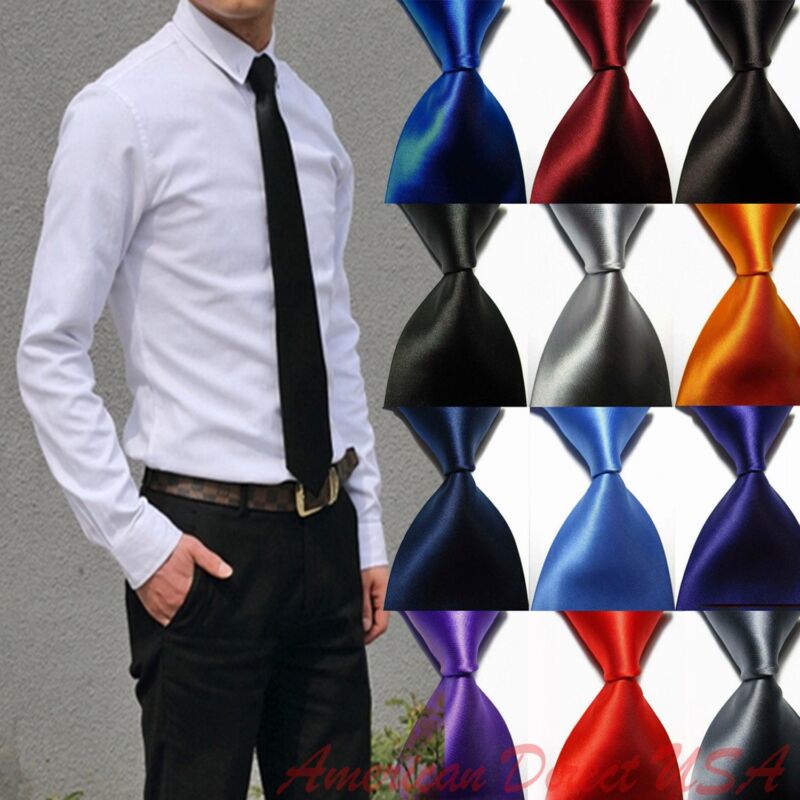 Hot! Solid Plain Classic 100%New Jacquard Woven Necktie Men