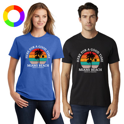 Unisex Cotton Summer T-Shirt Vintage Retro Printed Surf Beach Holiday Tee Top UK