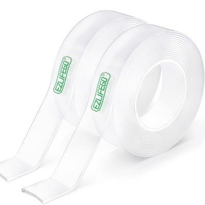 Double Sided Tape Heavy Duty(Extra Large, Pack of 2, Total 396 Inch), Clear 