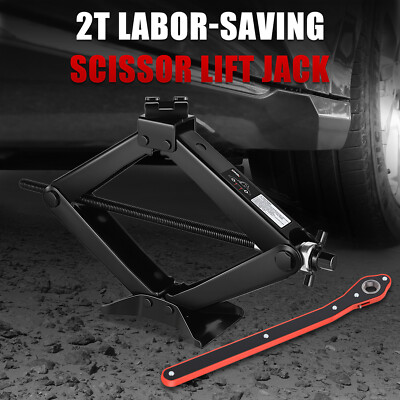 Экономичный набор инструментов для ремонта автомобилей с ножничным домкратом грузоподъемностью 2,0 тонны и храповым ключом