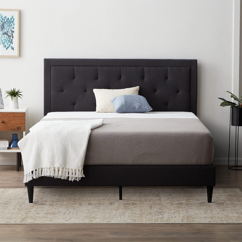 With Diamond Tufted Upholstered Headboard &ndash; Queen Size Platform
