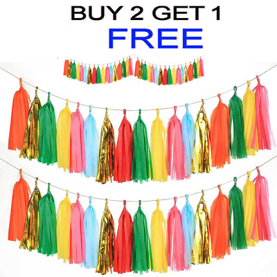 10 Paper Tassels Tissue Garland Bunting Birthday Balloon Wedding Xmas Party Deco