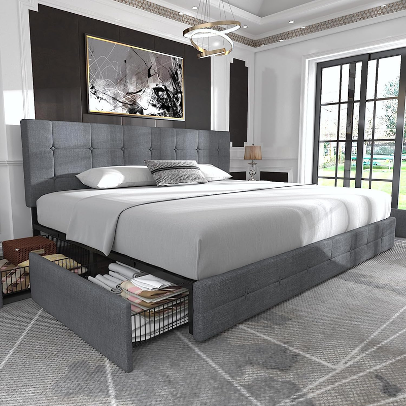 With 4 Storage Drawers And Headboard, S