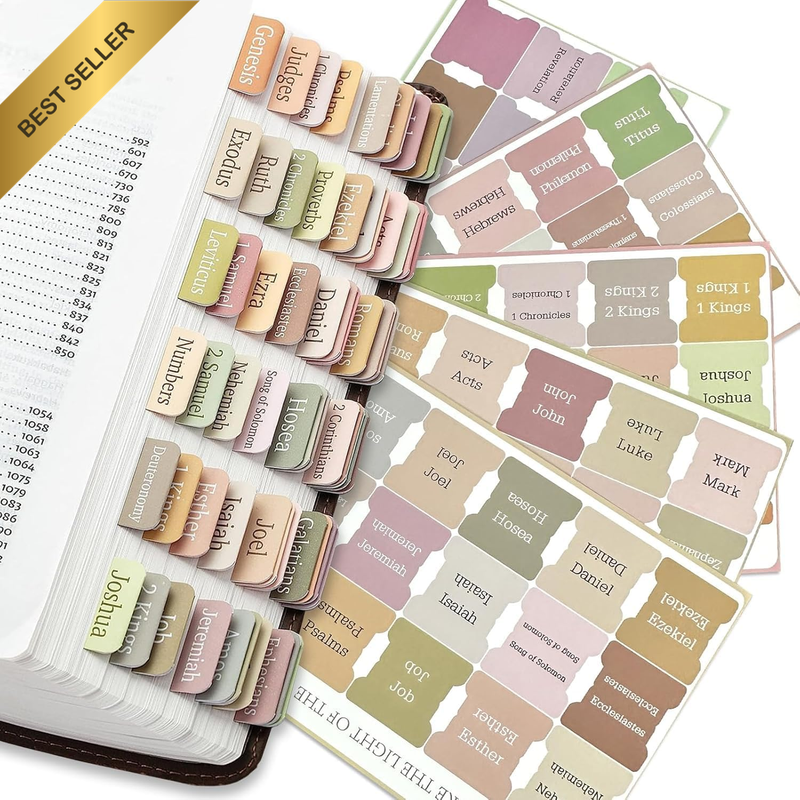 Bible Tabs for Women&Men Bible Journaling Supplies Large Print, 75 Tabs in Total