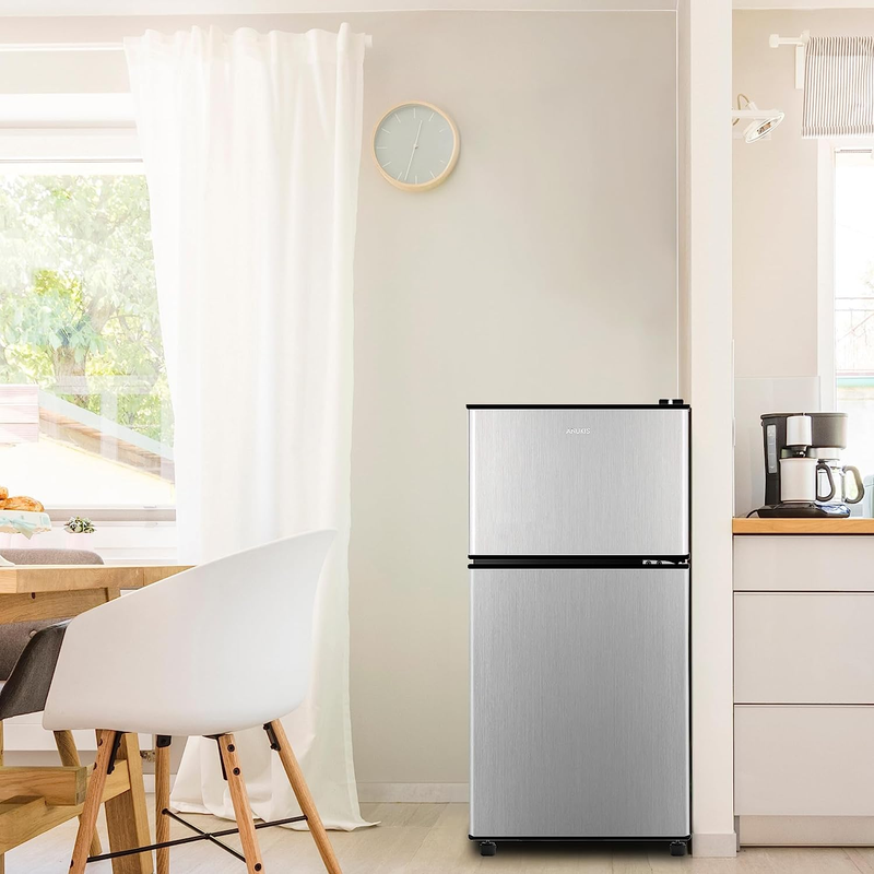 Compact Refrigerator 3.5 Cu Ft 2 Door Mini Fridge with Freezer for Apartment, Do