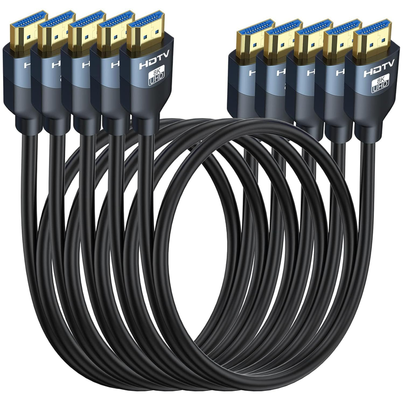 HDMI Cable 6 Feet, 5-Pack 8K HDMI 2.1 Cable, High Speed HDMI Cord 48Gbps 1080p@2