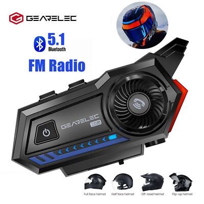 Motorcycle Helmet Headset Bluetooth 5.1 Wireless FM Headphone Speaker Hands-Free
