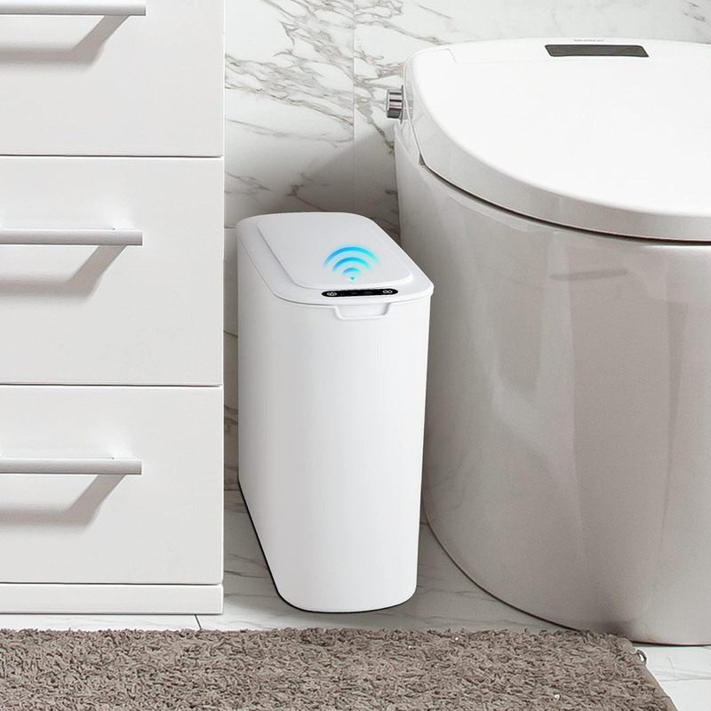 Automatic Motion Sensor Bathroom Trash Can with Lid, 2.6 Gallo...