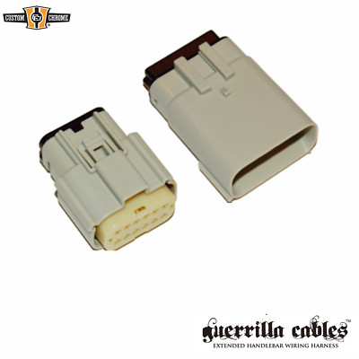 Grey Connectors Fit For Harley Molex 12-Pin Dual Row Repl.72489-07GY/72490-07GY